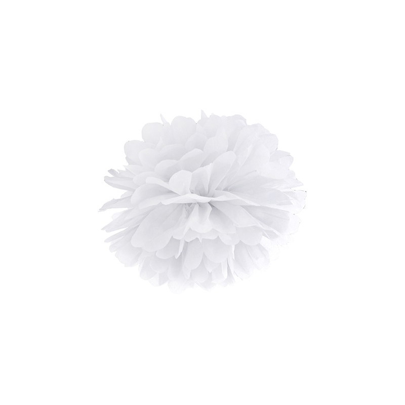Pompon Papier de Soie 25cm Blanc Décoration de Fête