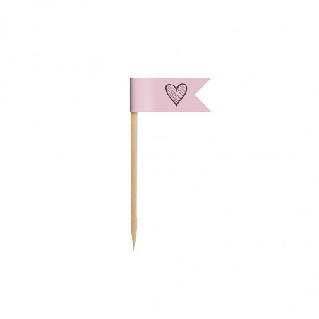 Mini Piques avec drapeaux pour Cup Cakes Rose à pois Sweet Table Mini Piques avec drapeaux pour Cup Cakes Rose à pois Sweet Table