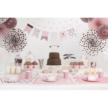 6 Sets de Table en papier Rose et Marron assortis