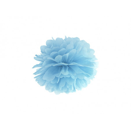 Grand Pompon Papier de Soie 35cm Bleu Pastel Décoration de Fête