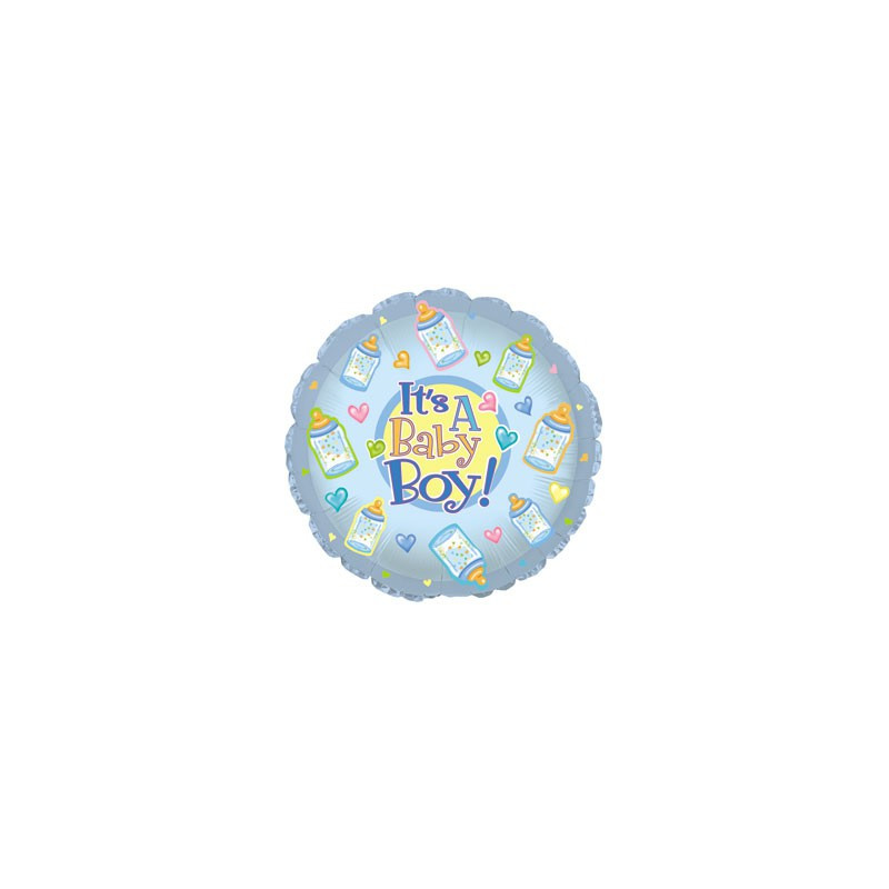 Ballon Rond It's a Baby Boy avec Biberon