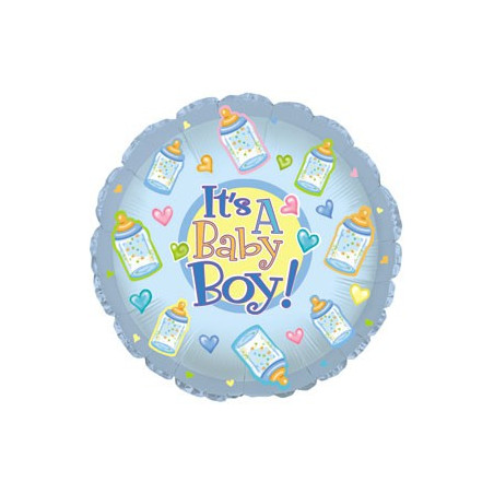 Ballon Rond It's a Baby Boy avec Biberon