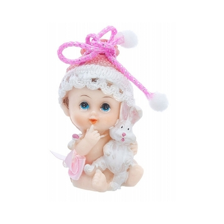 Figurine Bébé Fille avec petit lapin