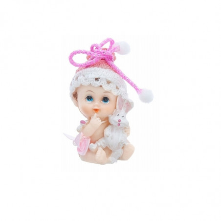 Figurine Bébé Fille avec petit lapin