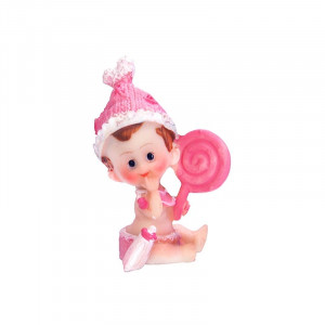 Petite Figurine Sujet Bapteme Bébé Fille avec Tétine x1