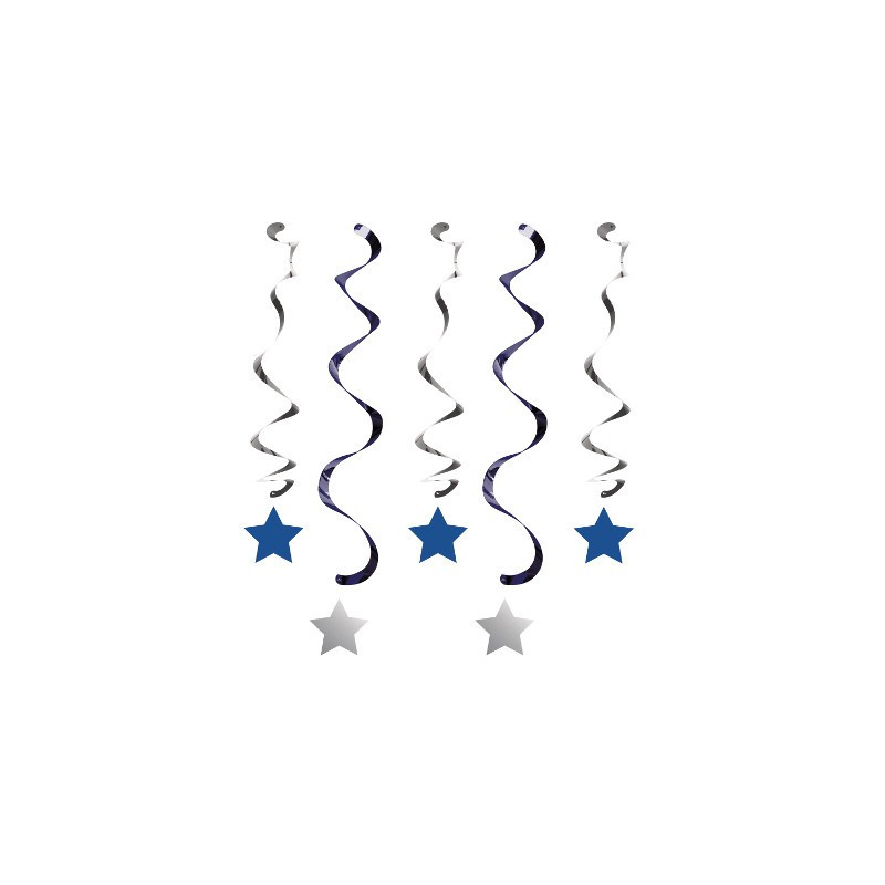 Guirlandes à Suspendre Etoiles Bleu et Argent Décoration Little Star