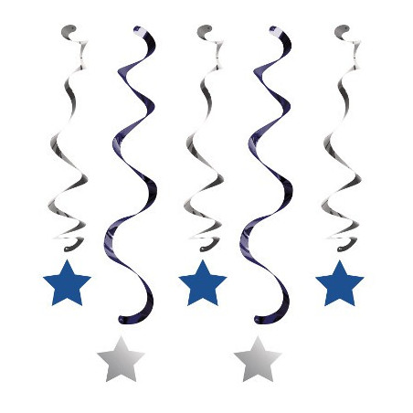 Guirlandes à Suspendre Etoiles Bleu et Argent Décoration Little Star Guirlandes à Suspendre Etoiles Bleu et Argent Décoration Little Star