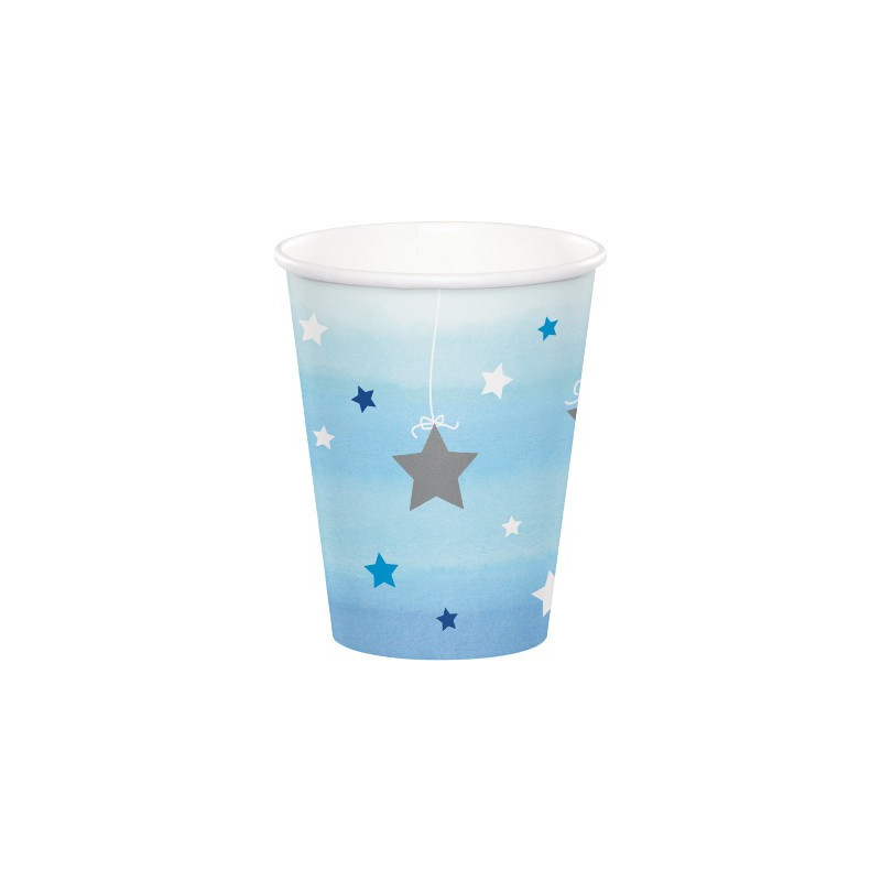 Gobelets Etoiles Bleu pastel et argent Little Star