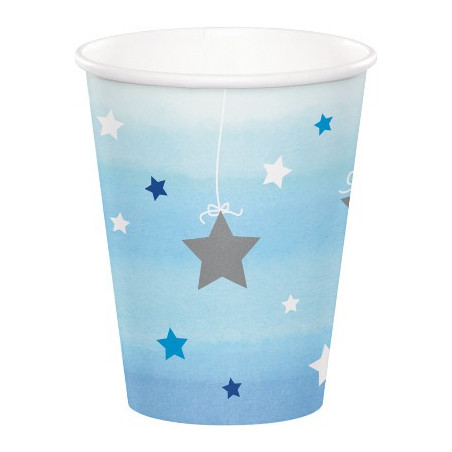 Gobelets Etoiles Bleu pastel et argent Little Star