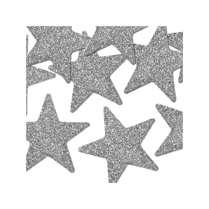 8 Etoiles Glitter Argent Décorations de fête