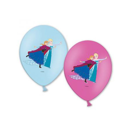 6 Ballons latex Reine des Neiges Anna et Elsa