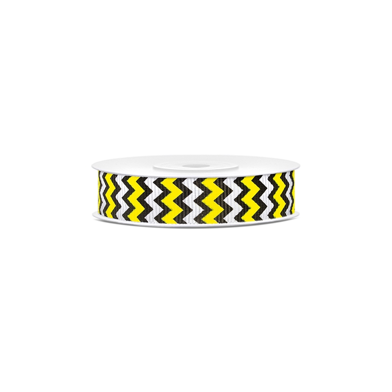 Ruban Chevron Noir / Jaune / Blanc au mètre