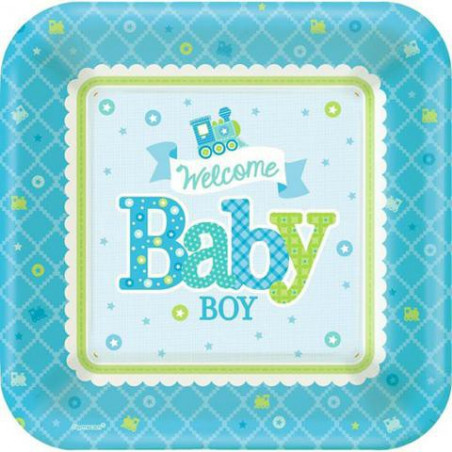 Petites Assiettes Baby Shower Locomotive Baby Boy