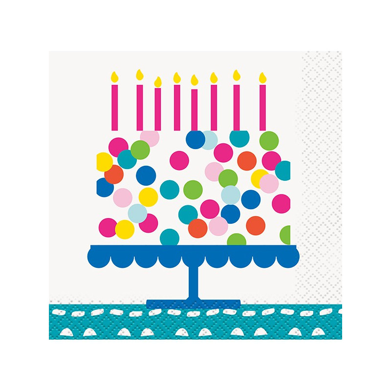 Serviettes Cocktail Confetti Party Anniversaire 