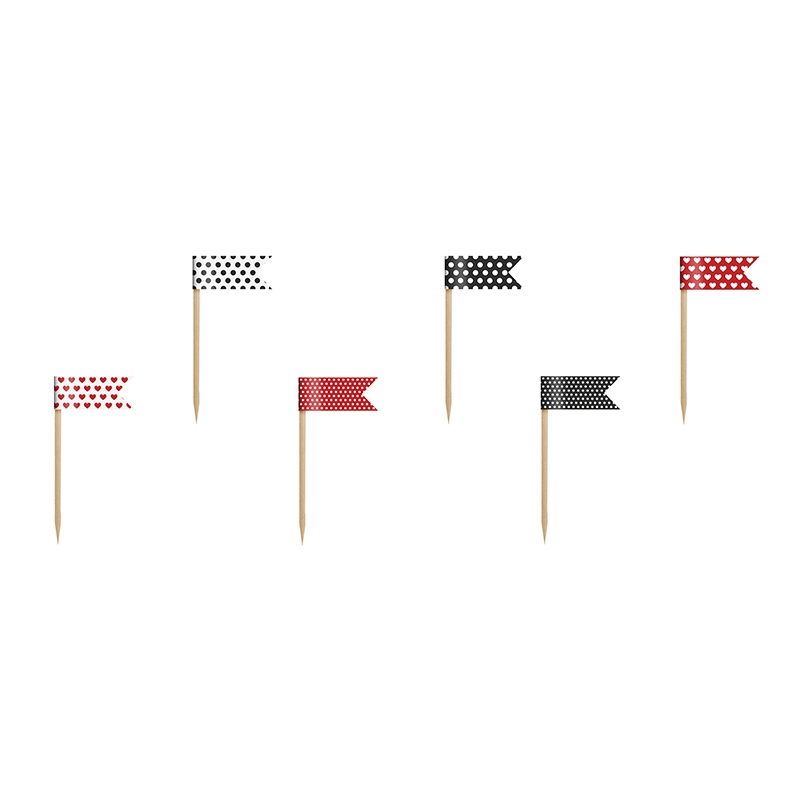 Piques Drapeaux à Cup cakes Rouge & Noir à Pois