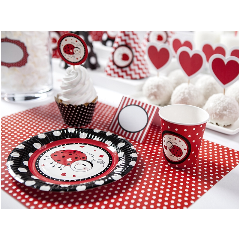 Petites Gobelets Verres Jetables Sur Le Thème Coccinelle Rouge Et Noir