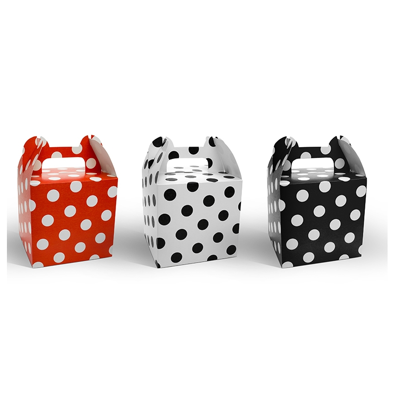 6 Boites Cadeaux Invités Rouge & Noir à Pois