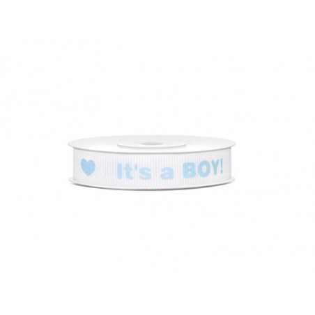 Ruban 10 mètres It's a Boy Bleu Clair 12mm Ruban 10 mètres It's a Boy Bleu Clair 12mm