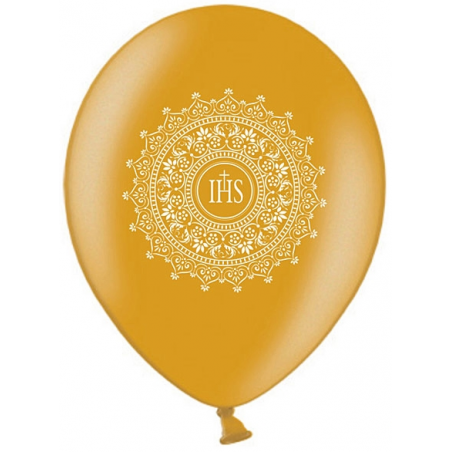 6 Ballons Premium latex dorés Décoration de Première Communion 