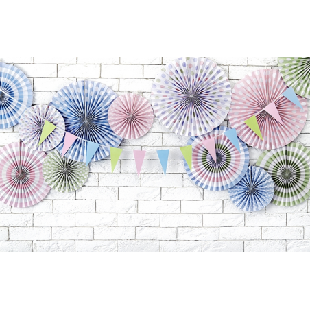 3 Rosaces Rose Pastel A Pois et Rayures en Papier Décoration de Fête 3 Rosaces Rose Pastel A Pois et Rayures en Papier Décoration de Fête