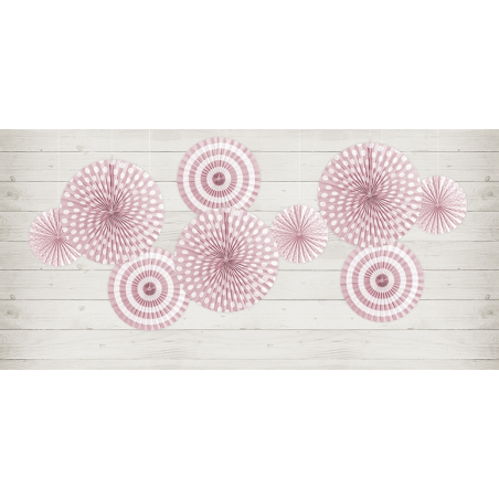 3 Rosaces Rose Pastel A Pois et Rayures en Papier Décoration de Fête 3 Rosaces Rose Pastel A Pois et Rayures en Papier Décoration de Fête