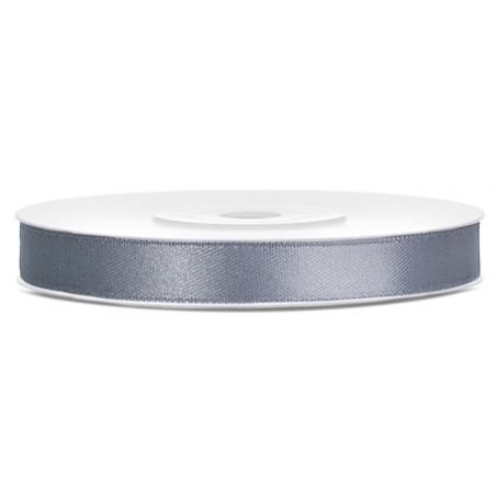 Ruban Satin 6mm Gris 25 mètres en rouleau