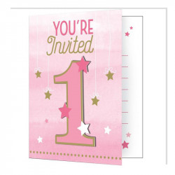 Cartes D Invitation Et Enveloppes 1 Un Etoiles Rose Et Dore Pour Fete Cartes D Invitation Et Enveloppes 1 Un Etoiles Rose Et Dore Pour Fete