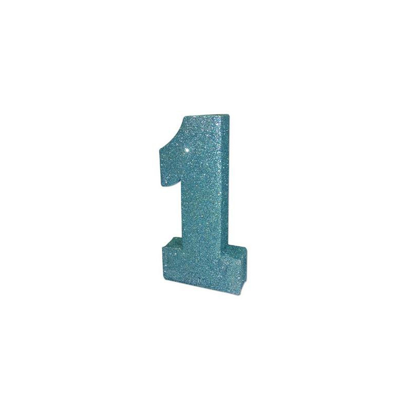 Chiffre Géant Glitter Bleu Pailleté 1 Un