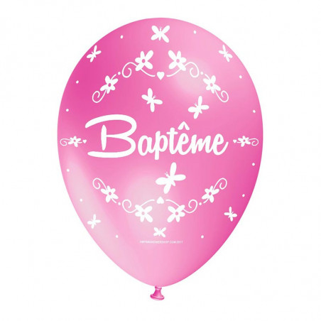 Ballon Nacré Décoration Baptême latex rose clair perlé Premium