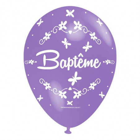 Ballon Nacré Décoration Baptême latex parme perlé Premium