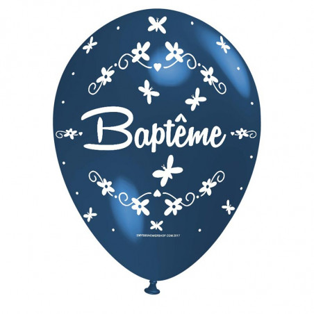 Ballon Nacré Décoration Baptême latex bleu de fête perlé Premium