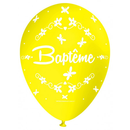 Ballon Nacré Décoration Baptême latex jaune perlé Premium