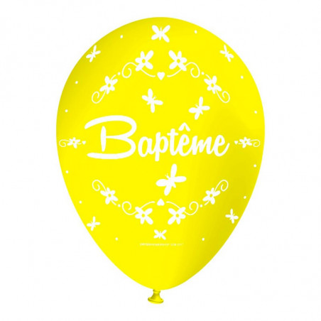 Ballon Nacré Décoration Baptême latex jaune perlé Premium