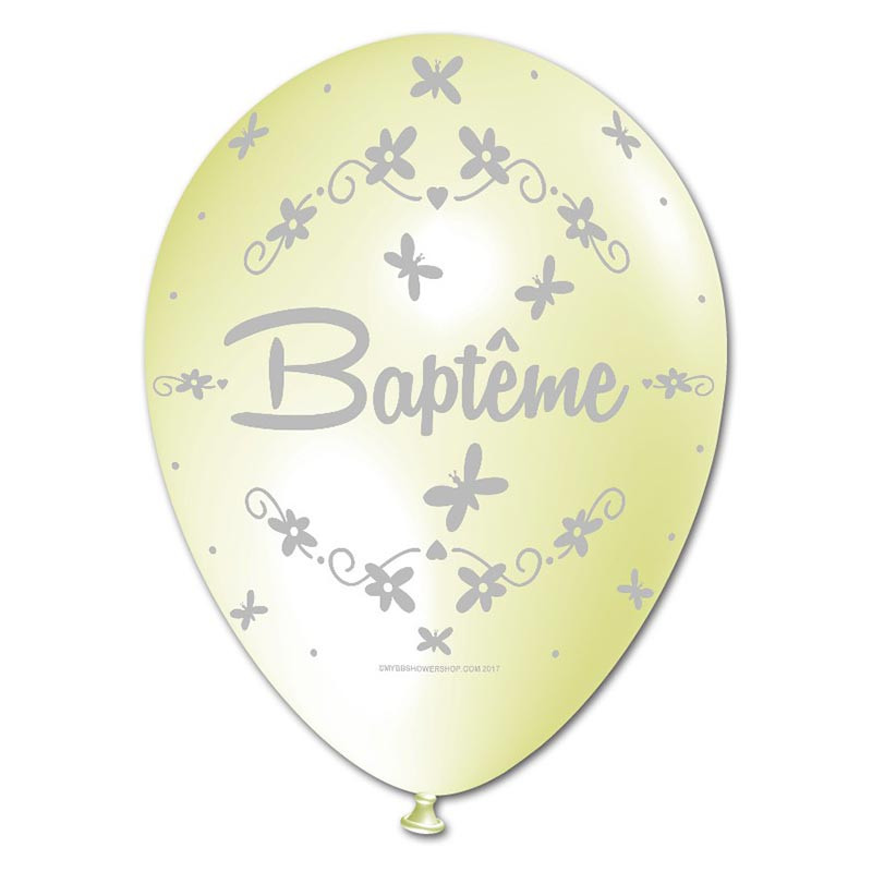 Ballon Nacré Décoration Baptême latex ivoire perlé Premium