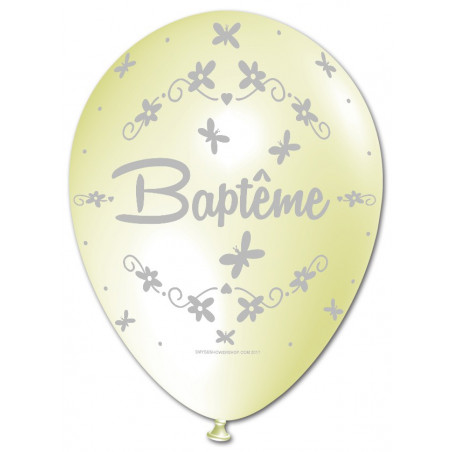 Ballon Nacré Décoration Baptême latex ivoire perlé Premium