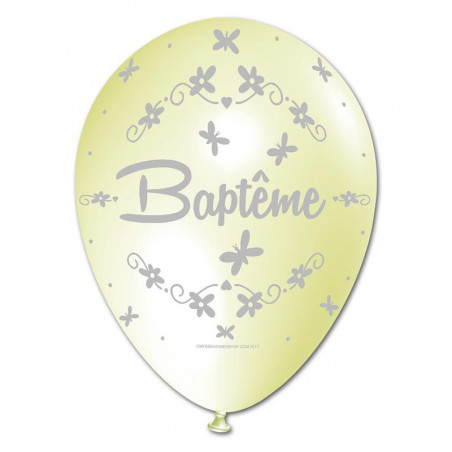 Ballon Nacré Décoration Baptême latex ivoire perlé Premium