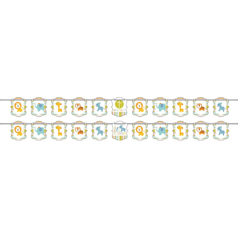 Banderole à fanions Baby Thème Animaux du Zoo