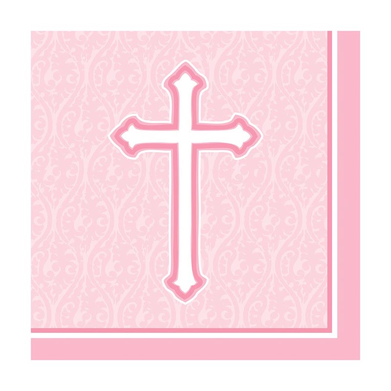 Serviettes En Papier Pour Bapteme Et Communion Croix Rose Fille Clair Serviettes En Papier Pour Bapteme Et Communion Croix Rose Fille Clair