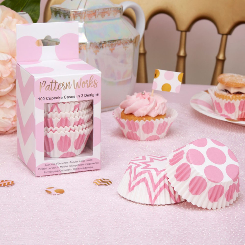 100 pièces à dessert rose Mini gâteau Cases pour étuis Papier Moules de cuisson à cupcakes Motif fée Rose 