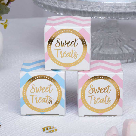 10 Mini Boîtes Sachets cadeaux Premium Chevron Bleu et Doré 10 Mini Boîtes Sachets cadeaux Premium Chevron Bleu et Doré
