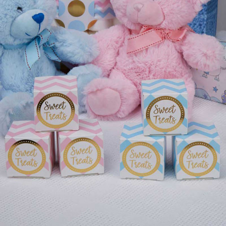 10 Mini Boîtes Sachets cadeaux Premium Chevron Bleu et Doré 10 Mini Boîtes Sachets cadeaux Premium Chevron Bleu et Doré