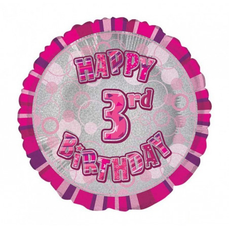 Ballon 2 ans Rose Holographique - Deuxième anniversaire fille