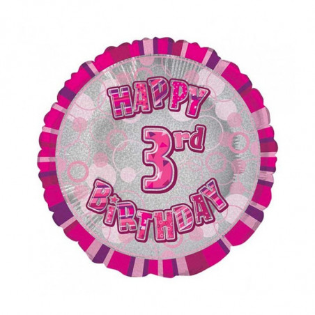 Ballon 2 ans Rose Holographique - Deuxième anniversaire fille