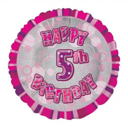 ballon chiffre cinq 5 ans décoration rose gris anniversaire fille