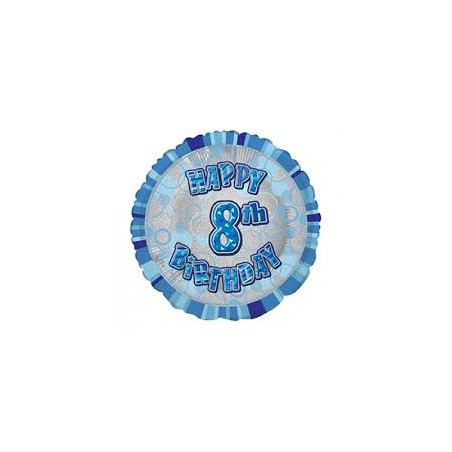 Ballon 8 ans Bleu Holographique - Huitième anniversaire garçon