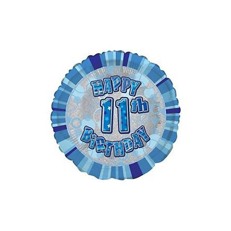 Ballon 11 ans Bleu Holographique - Onzième anniversaire garçon