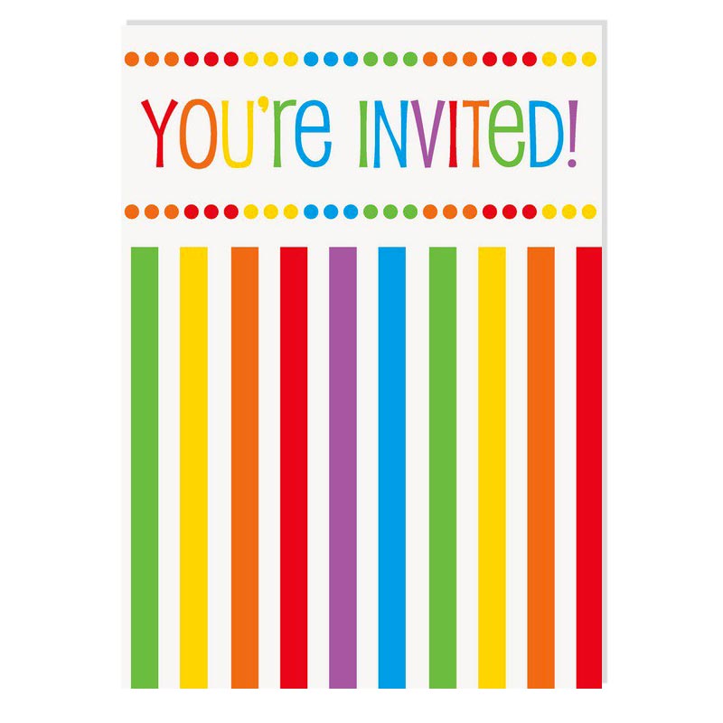 8 Invitations Carte Fete Arc En Ciel Rainbow Anniversaire Birthday Party