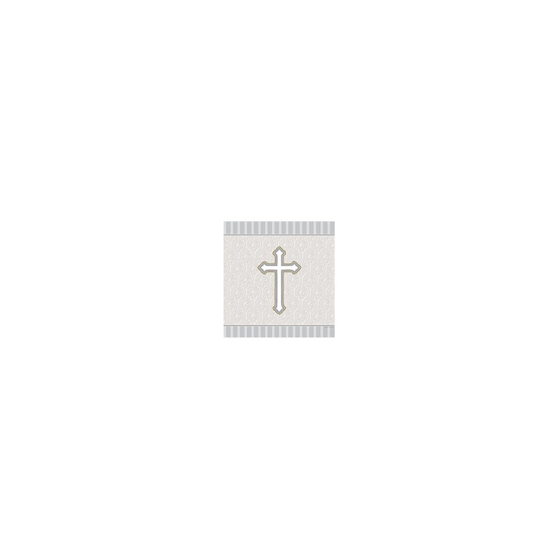 Nappe en plastique grise Baptême Communion Croix