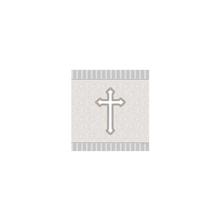 Nappe en plastique grise Baptême Communion Croix