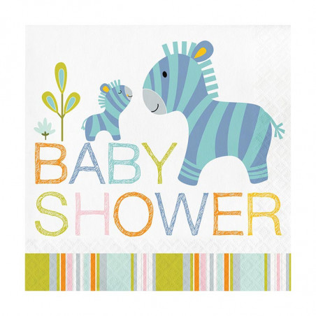 Serviettes en Papier Baby Shower Baby Animaux du Zoo Jungle